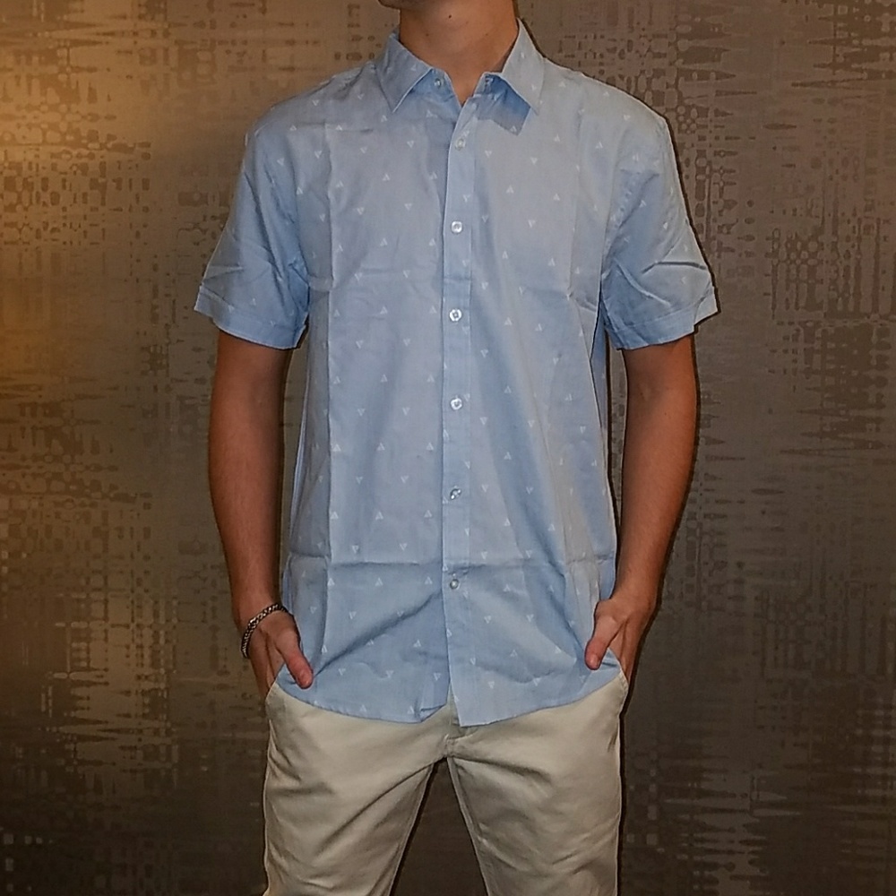 New Men's Button Up "Cambray" Polo